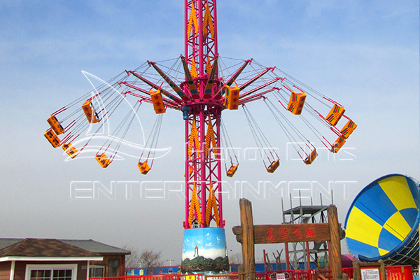 fiberglass drop tower ride with 16 seats popular among adults and children