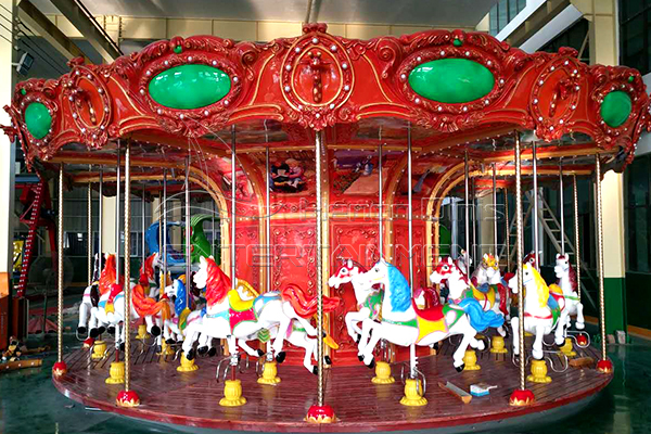 24 seats vintage carousel ride in the exhibition hall