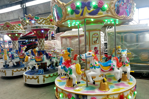 6 seats coin operated mini carnival carousel for sale with colorful lights