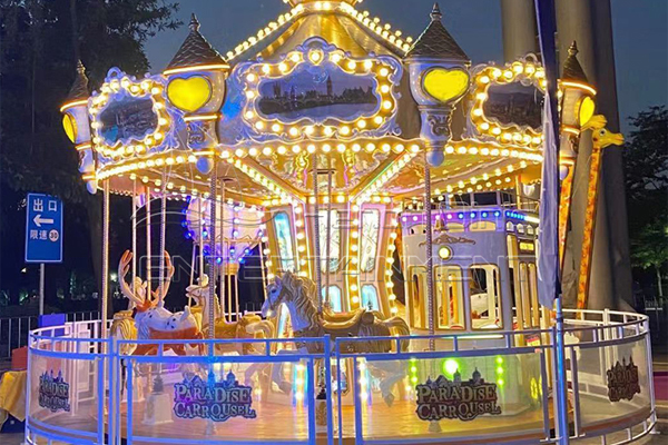 new design amusement park carousel for sale with colorful LED lights in the children palyground